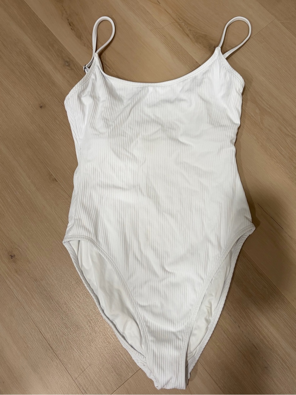 Andie The Amafi White Ribbed One-Piece Swimsuit - Medium Tall - Picture 3 of 5